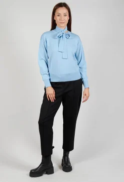 Mei Meij Jumpers^Crew Neck Jumper with Tie Neck in Breeze