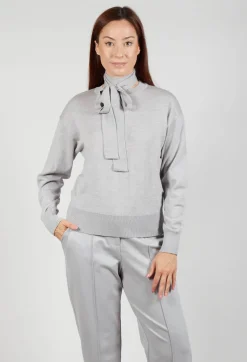 Mei Meij Jumpers^Crew Neck Jumper with Tie Neck in Perla