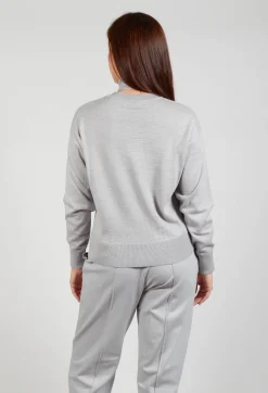 Mei Meij Jumpers^Crew Neck Jumper with Tie Neck in Perla