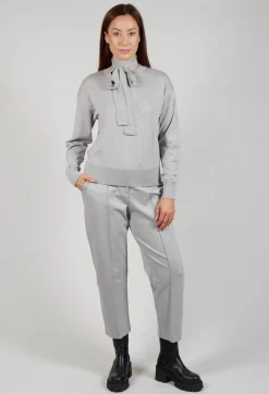 Mei Meij Jumpers^Crew Neck Jumper with Tie Neck in Perla