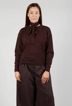 Mei Meij Jumpers^Crew Neck Jumper with Tie Neck in Java