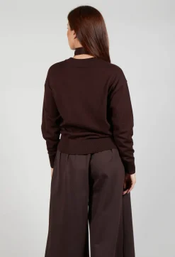 Mei Meij Jumpers^Crew Neck Jumper with Tie Neck in Java