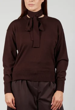 Mei Meij Jumpers^Crew Neck Jumper with Tie Neck in Java