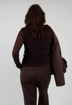 Mei Meij Tops^Crew Neck Mesh Top in Java