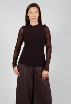 Mei Meij Tops^Crew Neck Mesh Top in Java