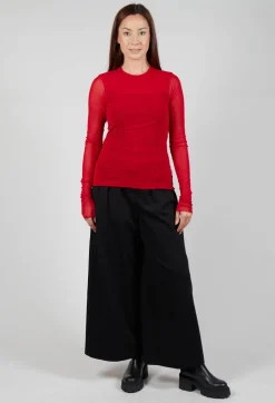 Mei Meij Tops^Crew Neck Mesh Top in Marlboro