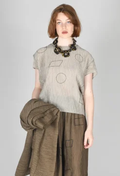 Tadashi Tops^Crinkle Geometric Top in Euca