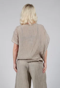 Tadashi Tops^Crinkle Geometric Top in Euca