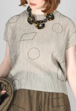 Tadashi Tops^Crinkle Geometric Top in Euca