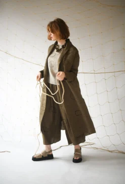 Tadashi Tops^Crinkle Geometric Top in Euca