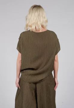 Tadashi Tops^Crinkle Geometric Top in Ciocco