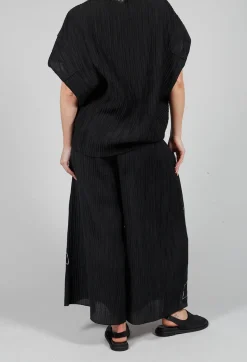 Tadashi Trousers^Crinkle Geometric Trousers in Black
