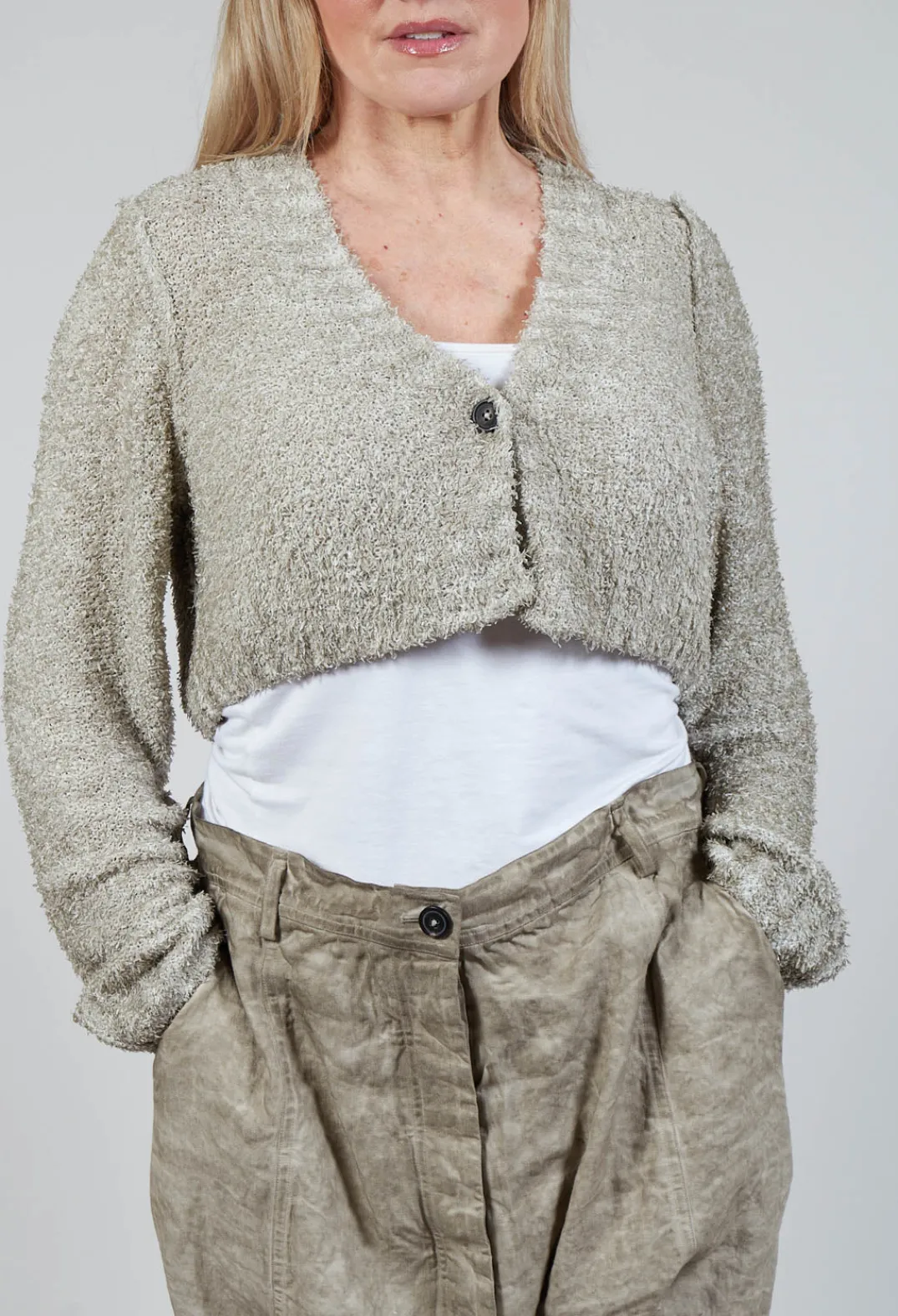 Rundholz Mainline Cardigans^Cropped Cardigan in Straw Cloud