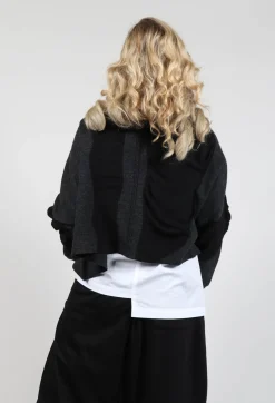 Moyuru Knitwear|Cardigans^Cropped Cardigan with Contrasting Fabric in Grey