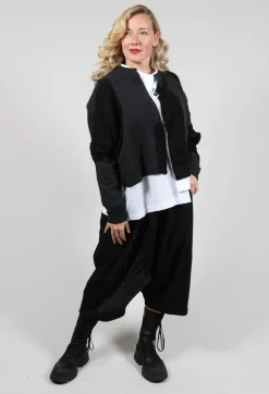 Moyuru Knitwear|Cardigans^Cropped Cardigan with Contrasting Fabric in Grey