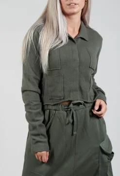 Rundholz Black Label Cardigans^Cropped Cardigan with Patch Pockets in Camp