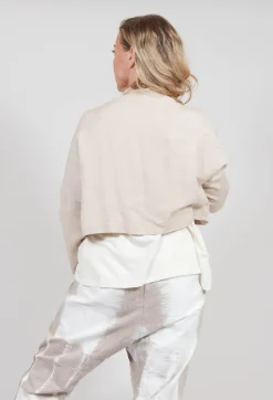 Nijii Jackets^Cropped Cardigan with Pointed Collar in Beige