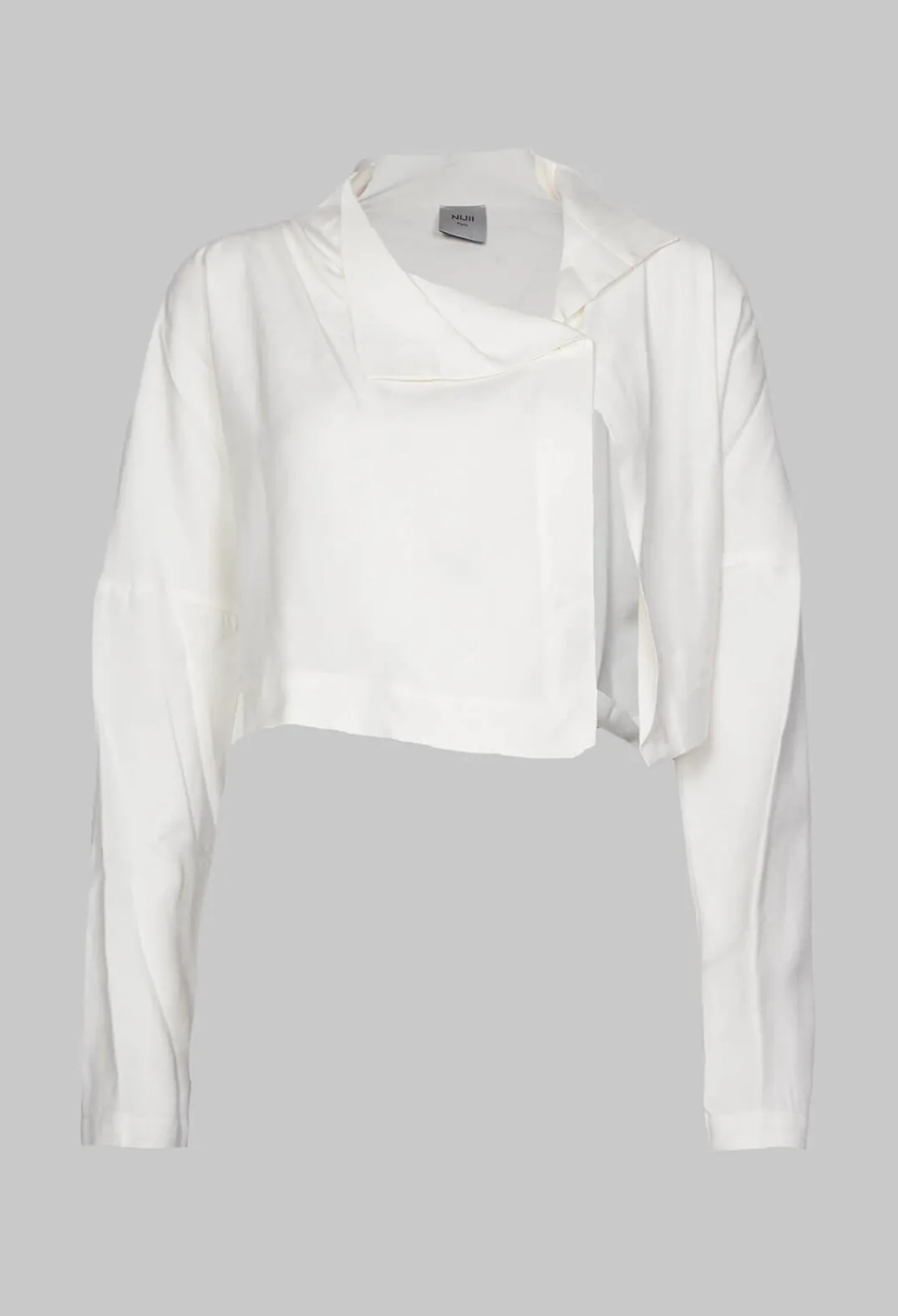 Nijii Jackets^Cropped Cardigan with Pointed Collar in White