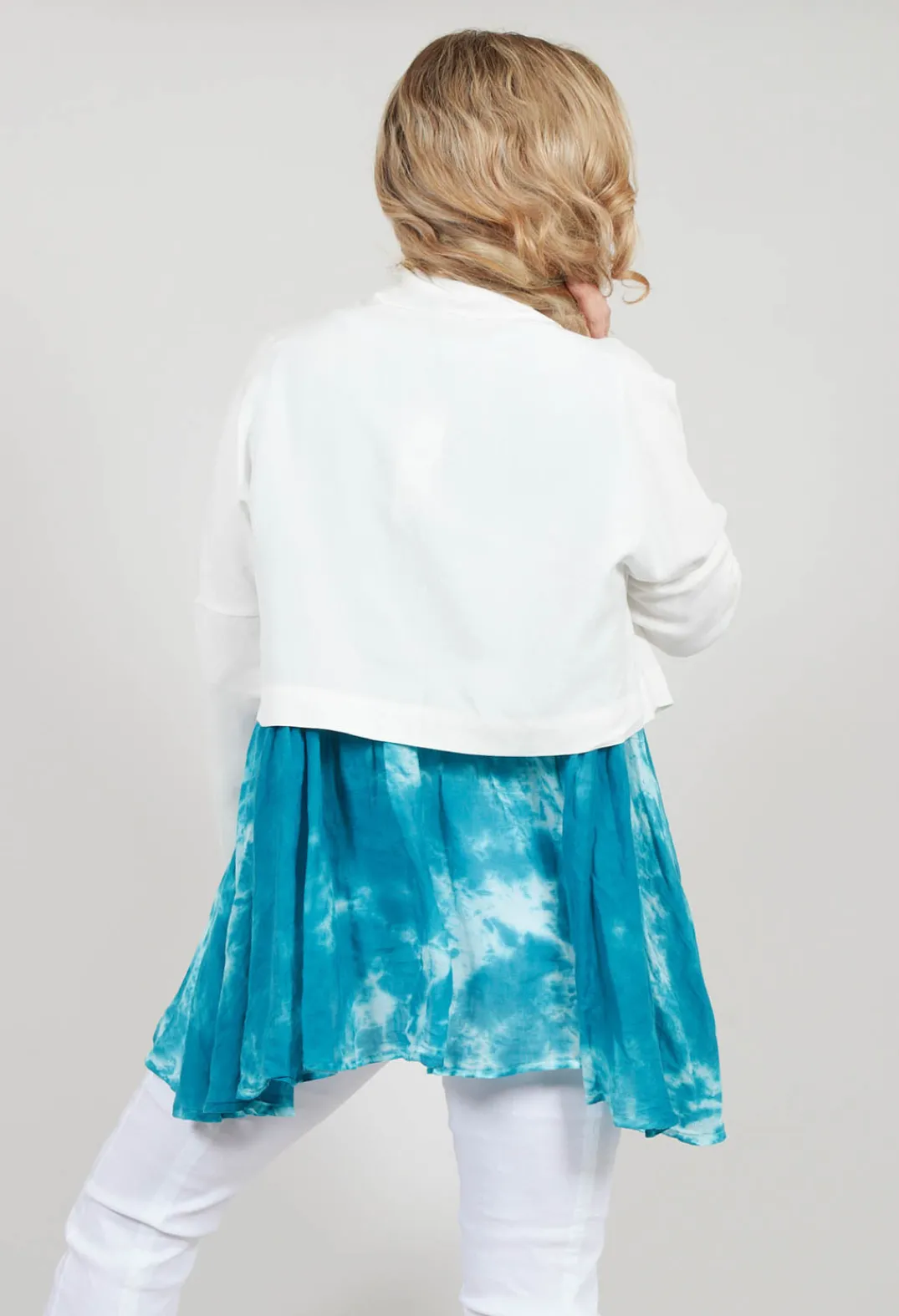 Nijii Jackets^Cropped Cardigan with Pointed Collar in White