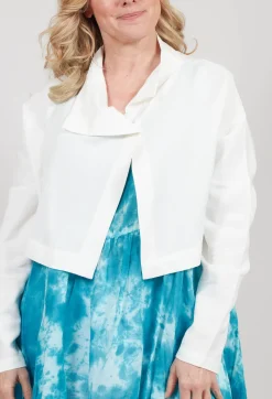 Nijii Jackets^Cropped Cardigan with Pointed Collar in White