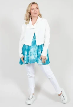 Nijii Jackets^Cropped Cardigan with Pointed Collar in White