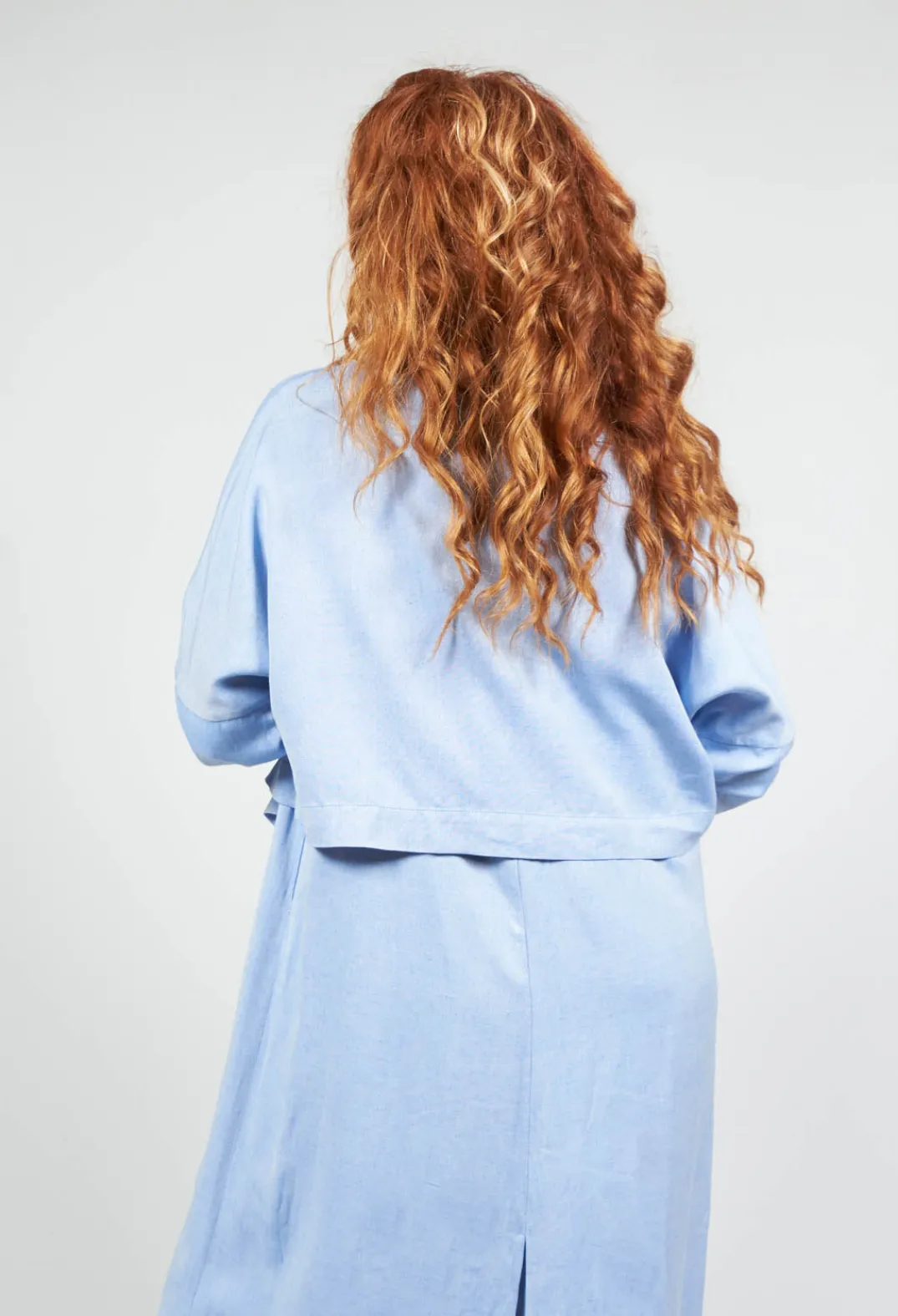 Nijii Jackets^Cropped Cardigan with Pointed Collar in Light Blue