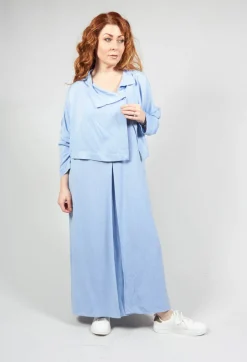 Nijii Jackets^Cropped Cardigan with Pointed Collar in Light Blue