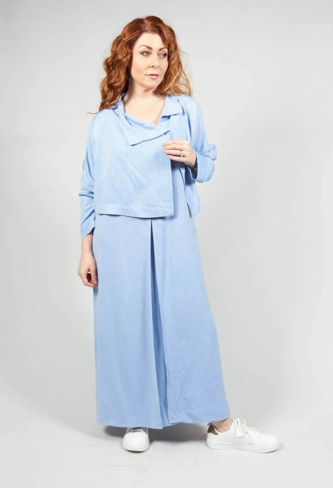Nijii Jackets^Cropped Cardigan with Pointed Collar in Light Blue