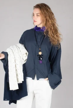 Umit Unal Shirts & Blouses^Cropped Cotton Shirt in Blue
