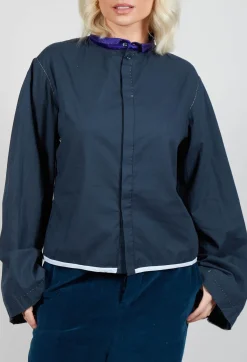 Umit Unal Shirts & Blouses^Cropped Cotton Shirt in Blue