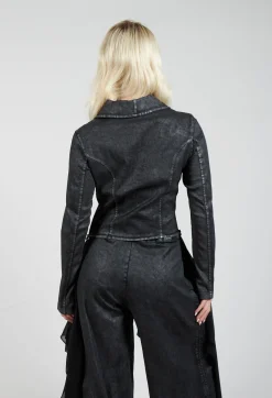 La Haine Jackets^Cropped Denim Jacket in Black