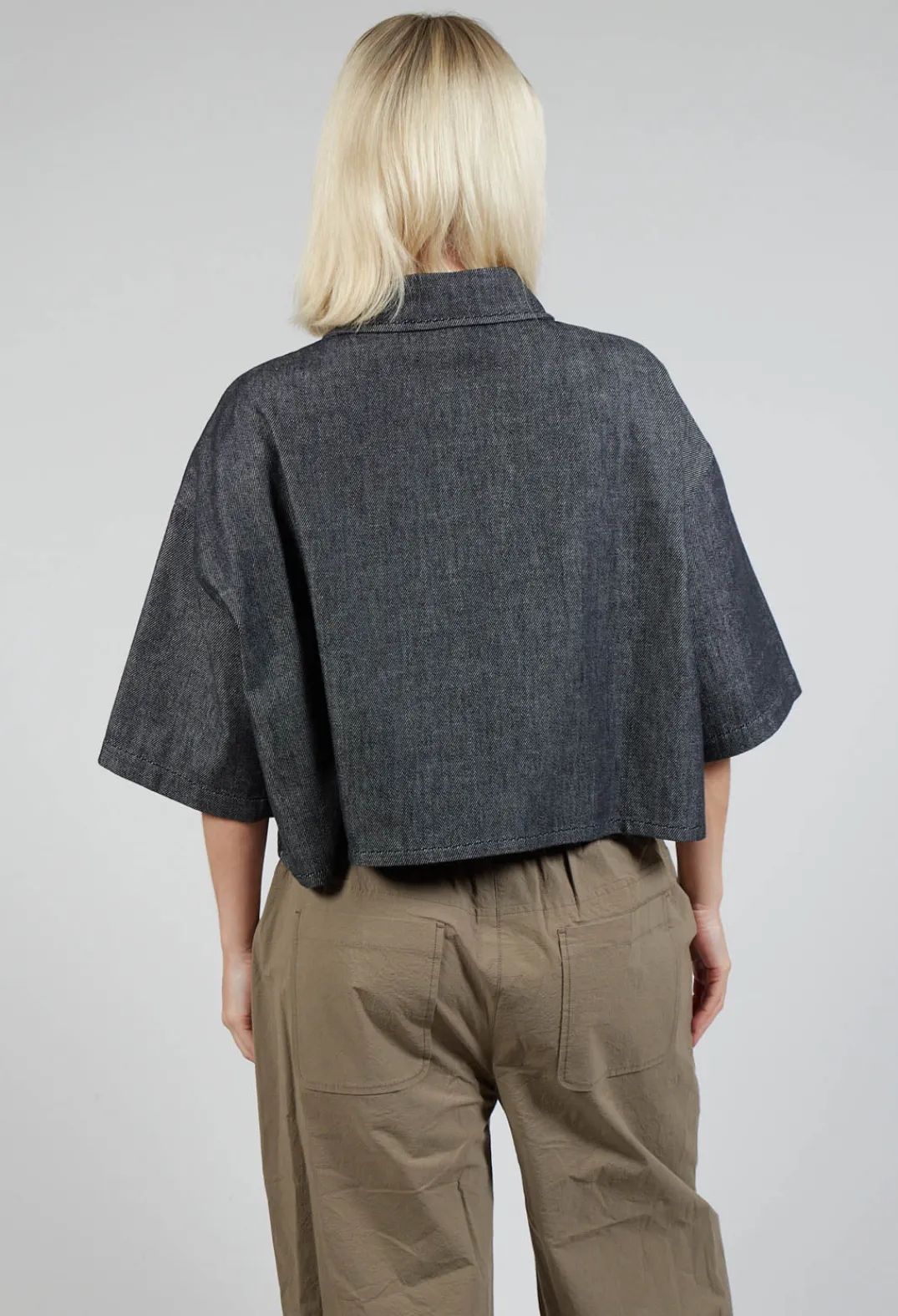 SOH Shirts & Blouses^Cropped Denim Shirt in Dark Blue