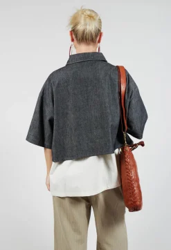 SOH Shirts & Blouses^Cropped Denim Shirt in Dark Blue