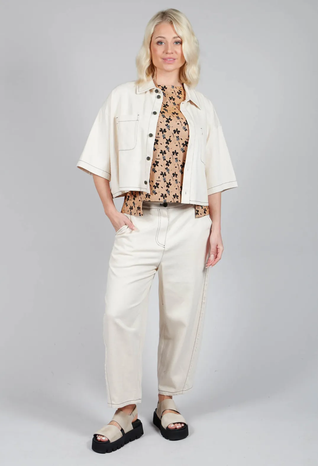 SOH Shirts & Blouses^Cropped Denim Shirt in Off White