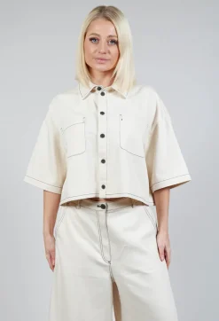 SOH Shirts & Blouses^Cropped Denim Shirt in Off White