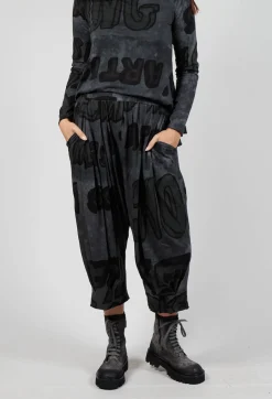 Rundholz Black Label Trousers^Cropped Drop Crotch Joggers in Rock Print