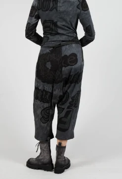 Rundholz Black Label Trousers^Cropped Drop Crotch Joggers in Rock Print
