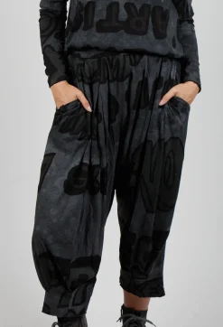 Rundholz Black Label Trousers^Cropped Drop Crotch Joggers in Rock Print
