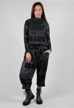 Rundholz Black Label Trousers^Cropped Drop Crotch Joggers in Rock Print