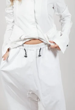 Rundholz Dip Trousers^Cropped Drop-Crotch Trousers in Semi Bleach