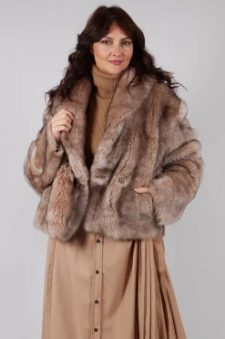 Artico Jackets^Cropped Fur Jacket with Wrap around Front