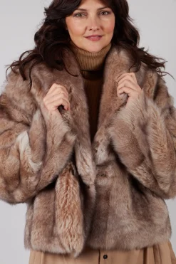 Artico Jackets^Cropped Fur Jacket with Wrap around Front