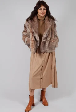 Artico Jackets^Cropped Fur Jacket with Wrap around Front