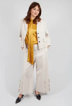 Mei Meij Jackets^Cropped Jacket with Floral Embellishment in Sandshell