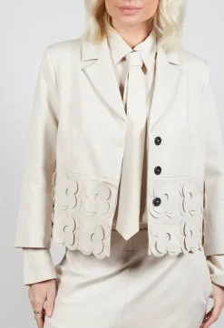 Mei Meij Jackets^Cropped Jacket with Floral Embellishment in Sandshell