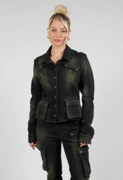 Masnada Jackets^Cropped Jean Jacket in Denim Moss