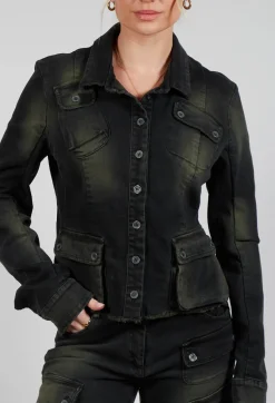 Masnada Jackets^Cropped Jean Jacket in Denim Moss
