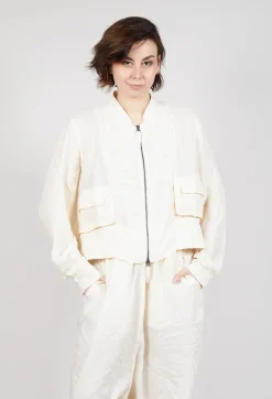 Rundholz Dip Jackets^Cropped Lightweight Jacket with Ribbed Stand Collar in Greige