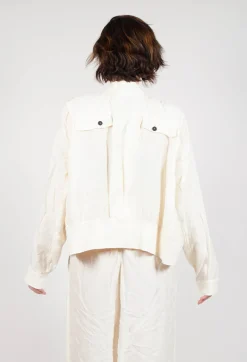 Rundholz Dip Jackets^Cropped Lightweight Jacket with Ribbed Stand Collar in Greige