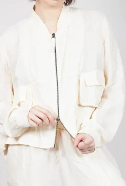 Rundholz Dip Jackets^Cropped Lightweight Jacket with Ribbed Stand Collar in Greige